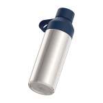 Bottle made from recycled materials with cup, 620 ml, Ocean Bottle navy-blue colour