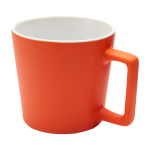 Ceramic mug with matte finish and square-shaped handle, 370 ml orange colour