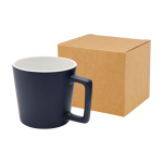 Ceramic mug with matte finish and square-shaped handle, 370 ml navy-blue colour