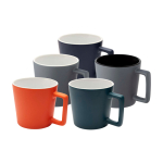 Ceramic mug with matte finish and square-shaped handle, 370 ml navy-blue colour