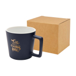 Ceramic mug with matte finish and square-shaped handle, 370 ml navy-blue colour