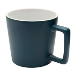 Ceramic mug with matte finish and square-shaped handle, 370 ml blue gray colour