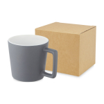 Ceramic mug with matte finish and square-shaped handle, 370 ml