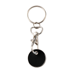 Metal keyring with trolley coin in various colours black colour