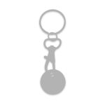 Metal keyring with trolley coin in various colours blue colour