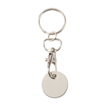 Metal keyring with trolley coin in various colours white colour