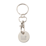 Metal keyring with trolley coin in various colours white colour