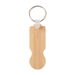 Compact bamboo keyring with trolley coin natural colour