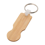 Compact bamboo keyring with trolley coin natural colour