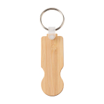 Compact bamboo keyring with trolley coin natural colour