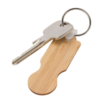 Compact bamboo keyring with trolley coin natural colour