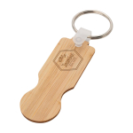 Compact bamboo keyring with trolley coin natural colour