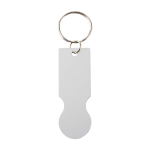 One-piece recycled aluminium keyring with trolley coin silver colour