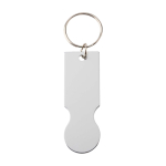 One-piece recycled aluminium keyring with trolley coin silver colour