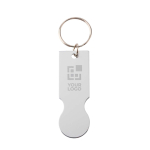 One-piece recycled aluminium keyring with trolley coin