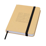 Hardcover recycled paper notebook with ribbon, A6, plain pages black colour