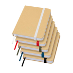 Hardcover recycled paper notebook with ribbon, A6, plain pages black colour