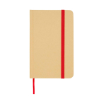 Hardcover recycled paper notebook with ribbon, A6, plain pages red colour