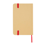 Hardcover recycled paper notebook with ribbon, A6, plain pages red colour