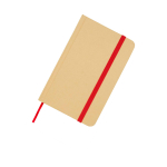 Hardcover recycled paper notebook with ribbon, A6, plain pages red colour