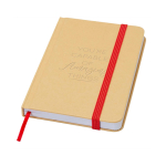 Hardcover recycled paper notebook with ribbon, A6, plain pages red colour