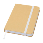 Hardcover recycled paper notebook with ribbon, A6, plain pages white colour