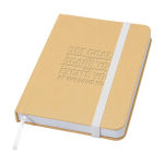 Hardcover recycled paper notebook with ribbon, A6, plain pages white colour