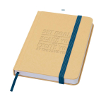 Hardcover recycled paper notebook with ribbon, A6, plain pages navy-blue colour