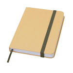 Hardcover recycled paper notebook with ribbon, A6, plain pages dark green colour