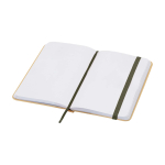 Hardcover recycled paper notebook with ribbon, A6, plain pages dark green colour
