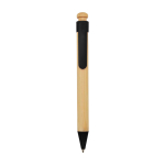 Bamboo and recycled plastic pen with clip, black ink black colour