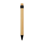 Bamboo and recycled plastic pen with clip, black ink black colour