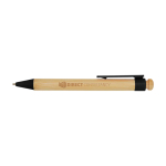 Bamboo and recycled plastic pen with clip, black ink black colour