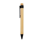 Bamboo and recycled plastic pen with clip, black ink black colour