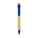 Bamboo and recycled plastic pen with clip, black ink blue colour
