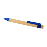 Bamboo and recycled plastic pen with clip, black ink blue colour