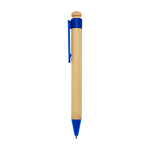 Bamboo and recycled plastic pen with clip, black ink blue colour