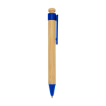 Bamboo and recycled plastic pen with clip, black ink blue colour