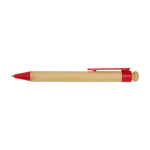 Bamboo and recycled plastic pen with clip, black ink red colour