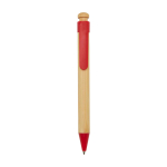 Bamboo and recycled plastic pen with clip, black ink red colour