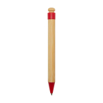 Bamboo and recycled plastic pen with clip, black ink red colour
