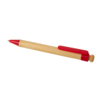 Bamboo and recycled plastic pen with clip, black ink red colour