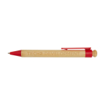 Bamboo and recycled plastic pen with clip, black ink red colour