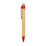 Bamboo and recycled plastic pen with clip, black ink red colour