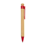 Bamboo and recycled plastic pen with clip, black ink red colour