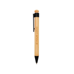 Bamboo and recycled plastic pen with clip, black ink