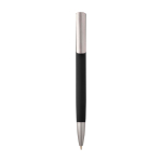 Recycled aluminium pen with plastic clip, black ink black colour