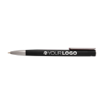 Recycled aluminium pen with plastic clip, black ink black colour