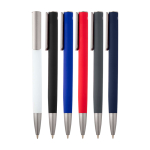 Recycled aluminium pen with plastic clip, black ink black colour