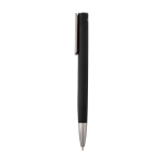 Recycled aluminium pen with plastic clip, black ink black colour